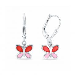 Серьги бабочки из серебра 925 пробы, с эмалью
