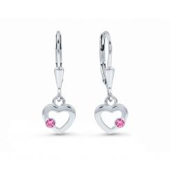 Earrings in 925 silver, with pink zirconia