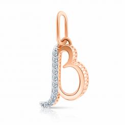 Подвеска в виде буквы "B" из красного/белого золота 585 пробы с фианитами, высота ок. 20 мм