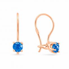 Серьги из красного золота 585 пробы, с фианитами