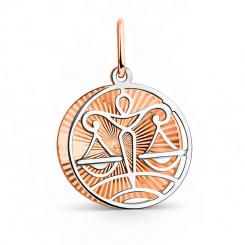 Sternzeichen Anhänger Waage aus 585er Rot-/Weißgold, diamantiert, 24.09 - 23.10