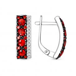 Ohrhänger aus Silber 925 mit 8 Granaten, mit 20 roten und 28 farblosen Zirkonia