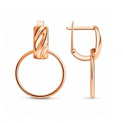 zeitgemäße Ohrhänger aus Rotgold 585, Höhe ca. 26 mm, Durchmesser ca. 17 mm