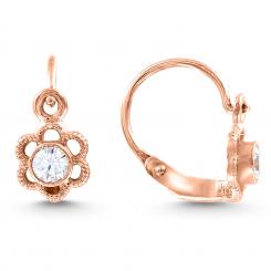 Серьги из красного золота 585 пробы, с фианитами