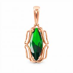 Feiner Anhänger, Rotgold 585, grüner Zirkonia, Höhe ca. 29 mm