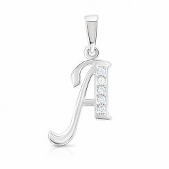 Beautiful letter pendant "A", silver 925, with 5 cubic zirconia, height approx. 24 mm