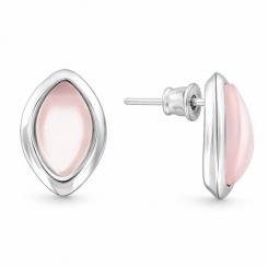 Delicate stud earrings, silver 925, with pink quartz, height approx. 16 mm