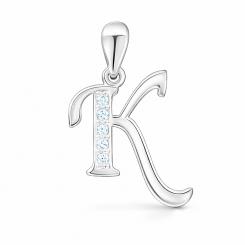 Buchstabenanhänger "K" aus 925er Silber mit 5 Zirkonia, Höhe ca. 22 mm