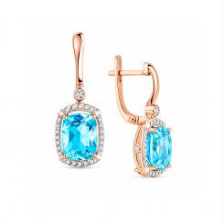 Beautiful earrings in 585 rose gold with Swiss topaz and zirconia, height approx. 24 mm