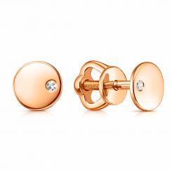 Stud earrings in 585 red gold, with diamonds