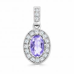 Красивая подвеска из серебра 925 пробы с вставками из аметиста и фианитов, высота ≈ 16 мм