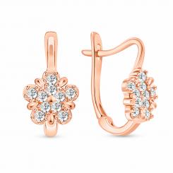 Ohrringe aus 585er Rotgold mit Zirkonia, Höhe ≈ 14 mm