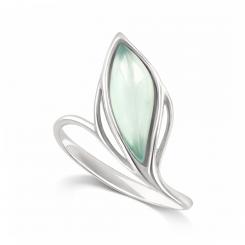 Anmutiger Damenring aus 925er Silber mit  Achat aqua