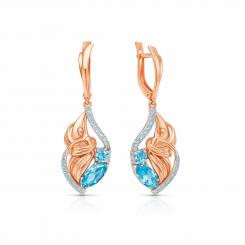 Ohrhänger Ballerina aus 585er Rotgold mit Topas, Höhe ca.43 mm