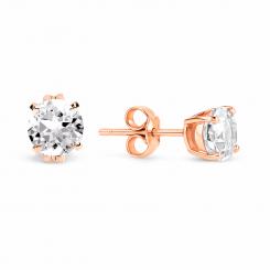 Stud earrings in 585 rose gold, with zirconia