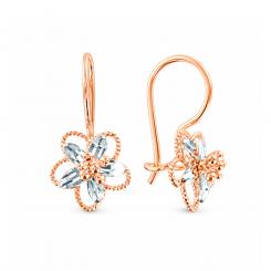 Flower earrings in 585 rose gold, height approx. 18 mm