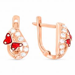 Ohrhänger aus 585er Rotgold mit Zirkonia und einem Emaille-Schmetterling