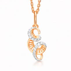 Подвеска в виде буквы «E» из красного / белого золота 585 пробы с фианитами