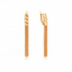 Elegante Ohrhänger aus 585er Rotgold mit feinen Kettengliedern – Höhe ca. 58 mm