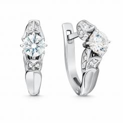 Ohrringe aus 585er Weißgold mit Zirkonia - Durchmesser ca. 5 mm, Höhe ca. 16 mm