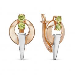 Ohrhänger, Russisches Rotgold 585, mit Chrysolith, Höhe ca. 20 mm, Durchmesser ca. 11 mm