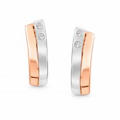 Серьги из красного/белого золота 585 пробы, с бриллиантами 0,08 карата. WSI, высота ок. 19 мм