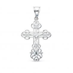 Beautiful pendant cross, silver 925, with filigree patterns and engraving, height approx. 38 mm