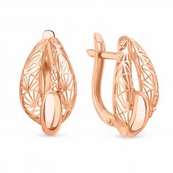 Серьги, русское красное золото 585 пробы, высота изделия ≈ 18 мм