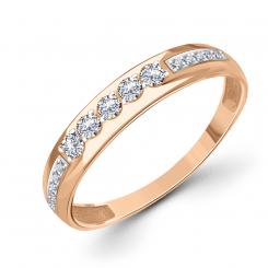 Женское кольцо с фианитами из красного золота 585 пробы