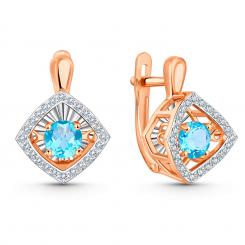 Wunderbarer Ohrringe, Russisches Rotgold 585, mit Topas und Zirkonia, Durchmesser Stein ca. 5-6 mm, Größe Kaste ca. 12*12 mm, Höhe ca. 5-8 mm, Höhe Ohrhänger ca. 17 mm