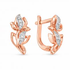 Beautiful earrings in 585 rose gold, with zirconia, height approx. 17 mm