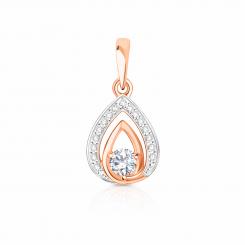 Graceful pendant, Russian red gold 585, with 15 cubic zirconia, width approx. 10 mm, height approx. 19 mm
