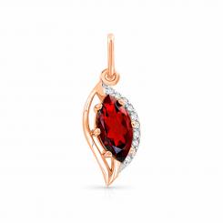 Exquisite pendant in red gold 585, with garnet and zirconia, height approx. 21 mm