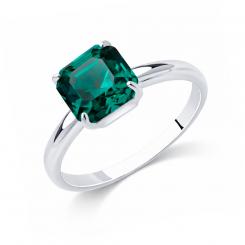 Aufreizender Damenring aus 925 Silber mit grünem Swarovski Kristall ca. 8x8 mm