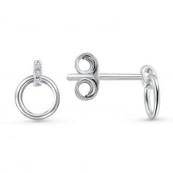 Elegant stud earrings made of 925 sterling silver with cubic zirconia, the decorative element measures approx. 6 mm in diameter and 8 mm in height