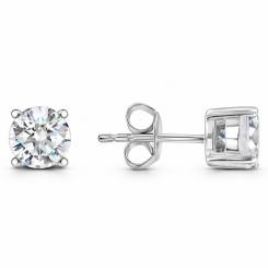 Stud earrings, silver 925, with zirconia, zirconia diameter approx. 6 mm