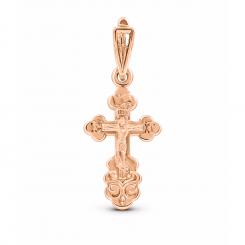 Kreuzanhänger aus 585 Rotgold mit Gravur "Rette und Bewahre", Höhe ca. 25 mm