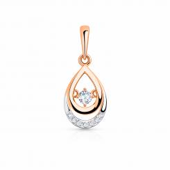 Magnificent pendant, Russian red gold 585, with 8 cubic zirconia, width approx. 9 mm, height approx. 22 mm