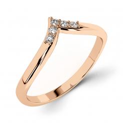 Женское кольцо из красного золота 585 пробы, с вставками из 5 бриллиантов 0,05 ct. GSI