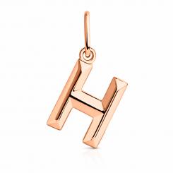 Stylish pendant letter " H " made of red gold 585, height approx. 19 mm