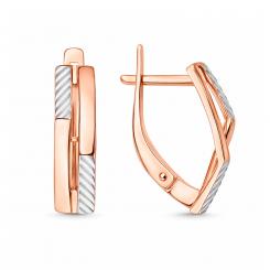 Stilvolle Ohrringe aus 585er Rotgold mit Diamant-Facetten, Höhe ca. 16 mm