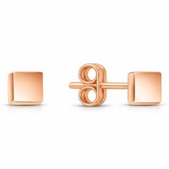 Schlichte quadratische Ohrstecker aus Rotgold 585, Größe ca. 4x4 mm