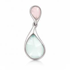 Anhänger aus 925er Silber mit blauem Quarz und grauem Achat, Höhe ca. 31 mm