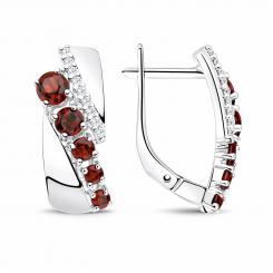 Ohrringe aus 925 Silber, mit Granaten und Zirkonia, Höhe ca. 17 mm