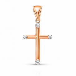 Кулон Крест из красного и белого золота 585 пробы, высота ≈ 29 мм