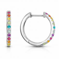 Farbenfrohe Creolen aus 925er Silber mit bunten Zirkonia, Höhe ca. 15 mm