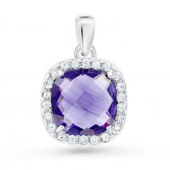 Bezaubernder Anhänger aus 925er Silber mit Tansanit und Zirkonia, Höhe ca. 20 mm