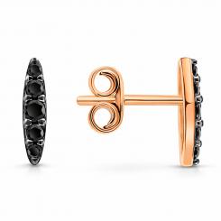 Elegante Ohrstecker aus 585er Rotgold mit schwarzen Zirkonia, Höhe ca. 10 mm