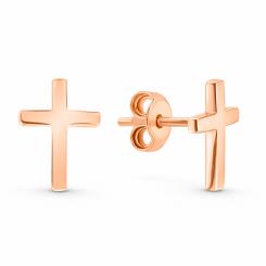 Серьги-гвоздики в форме креста из красного золота 585 пробы, высота ≈ 11 мм