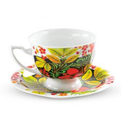 Чайный набор "Царский", дизайн "Хохлома",1 чашка 370 мл + 1 блюдце